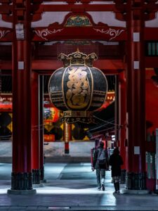 temple, japan, senso-ji, worship, religion, architecture, historic, landmark, city, night, tourists, pair, japan, japan, japan, japan, japan