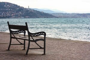 bench, nature, sea, trieste, panorama